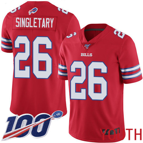 Youth Buffalo Bills #26 Devin Singletary Limited Red Rush Vapor Untouchable 100th Season NFL Jersey->youth nfl jersey->Youth Jersey